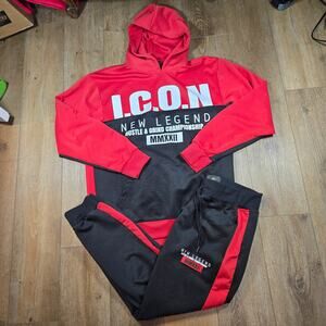 Sacred Crown Hoodie Mens XL Red ICON Graphic Pullover Y2K Rap Streetwear Top